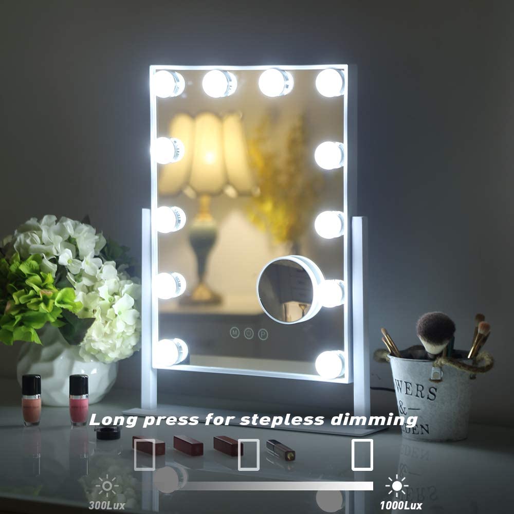 Makeup Vanity Mirror with Lights, 10x Magnification, 3 Color Lighting Modes